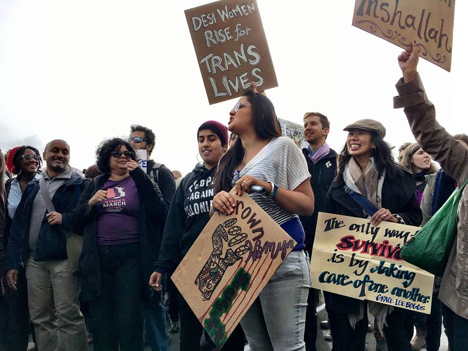 South Asians at the Oakland Women's March. Credit: Facebook/BerkeleySouthAsian