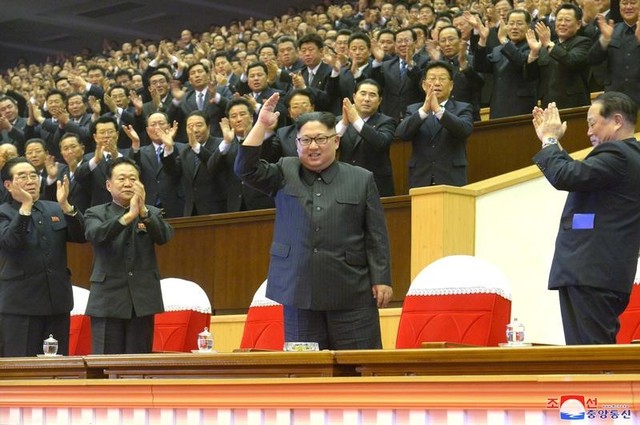North Korean Kim Jong Un attends a music concert for the Attendants of the 5th Conference of Cell Chairpersons of the Workers' Party of Korea (WPK) held in Pyongyang on December 29 in this photo released by North Korea's Korean Central News Agency (KCNA) in Pyongyang December 30, 2017. Credit: KCNA / via Reuters