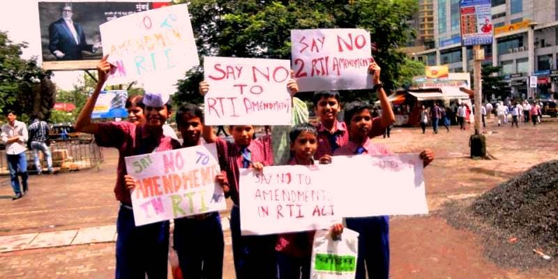 A protest against proposed changes to the Right to Information (RTI) Act. Credit: Facebook/ Somnath S.N.