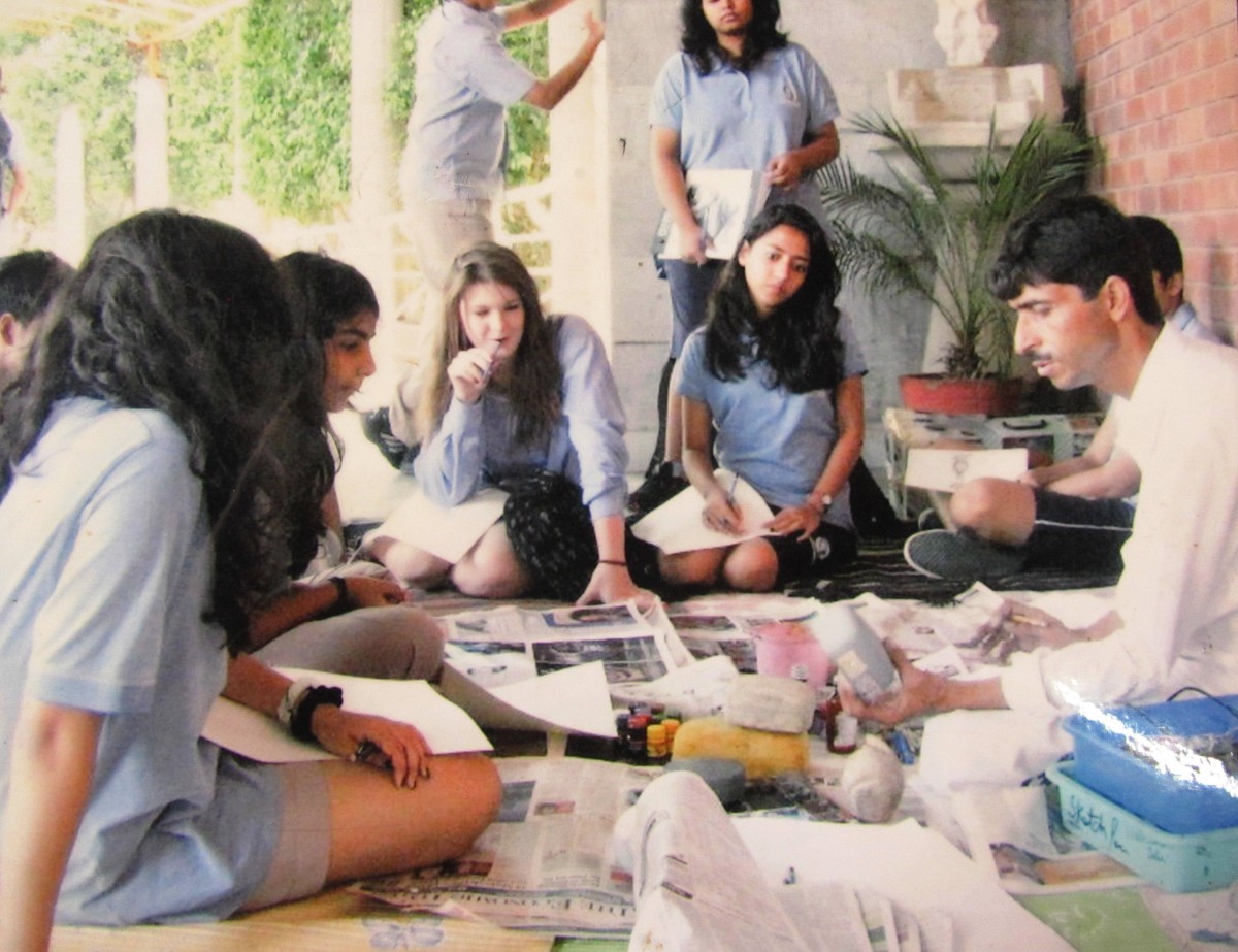 Students of Pathways World School, Gurgaon listening to Ajaz during a workshop.