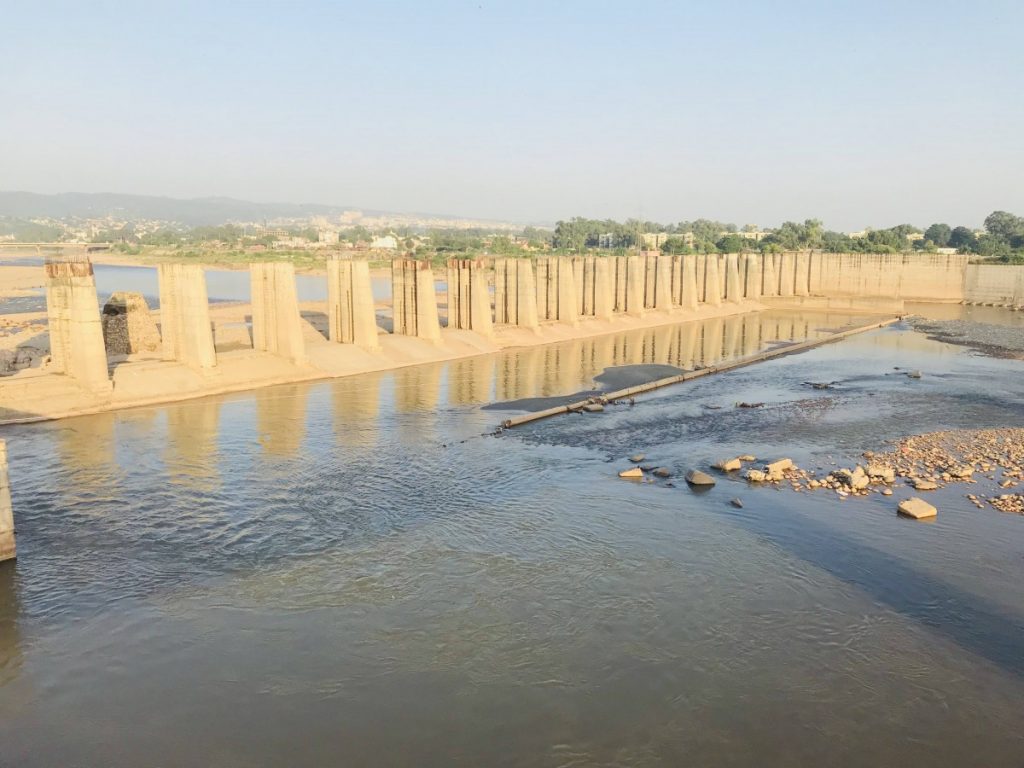 In 2012, a project was launched to build a barrage on the Tawi but it remains incomplete. Credit: Nidhi Jamwal