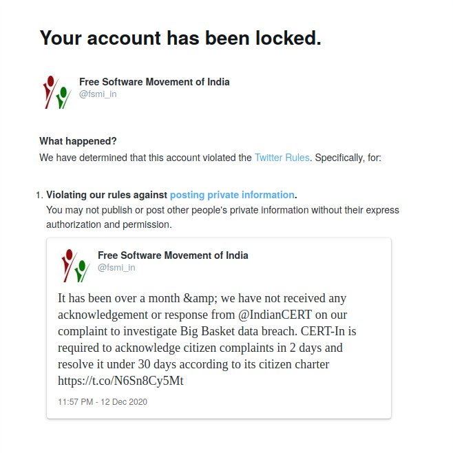 The tweet that caused FSMI's account to be locked.