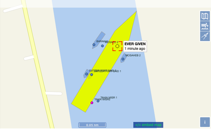 'Nm' stands for nautical mile: 1 nm = 1.85 km. Source: VesselFinder