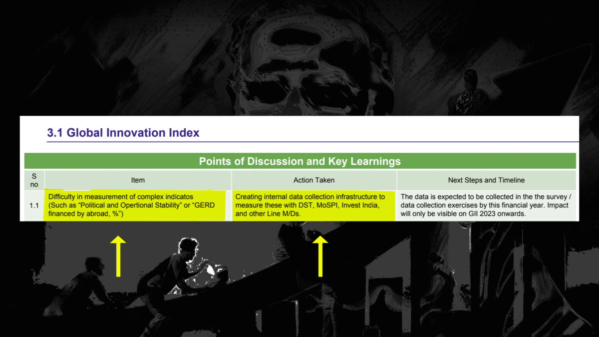 In one instance, the government decided to collect data on its own political and operational stability for the Global Innovation Index. 