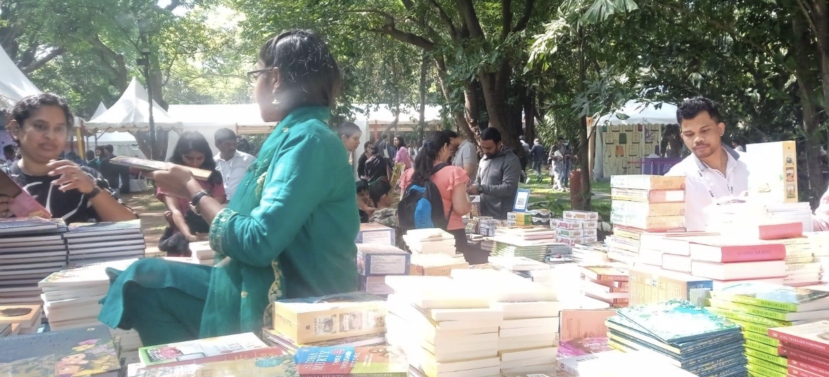 Open-air book store at BLF 2024