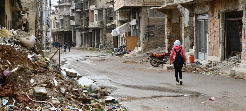 Children walking through the streets of Zabadani in rural Damascus, Syria.