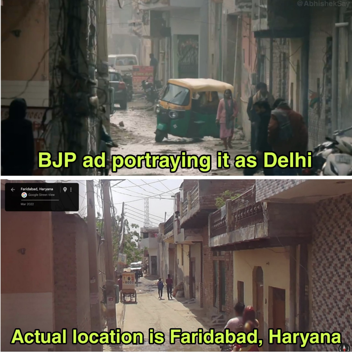 Delhi polls: BJP posts images of bad roads in Haryana. 