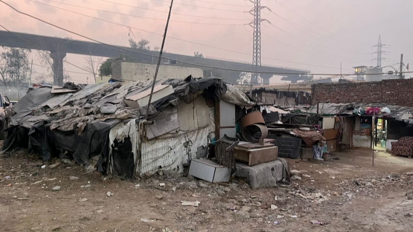 Refugee shanties in Delhi's Shram Vihar.