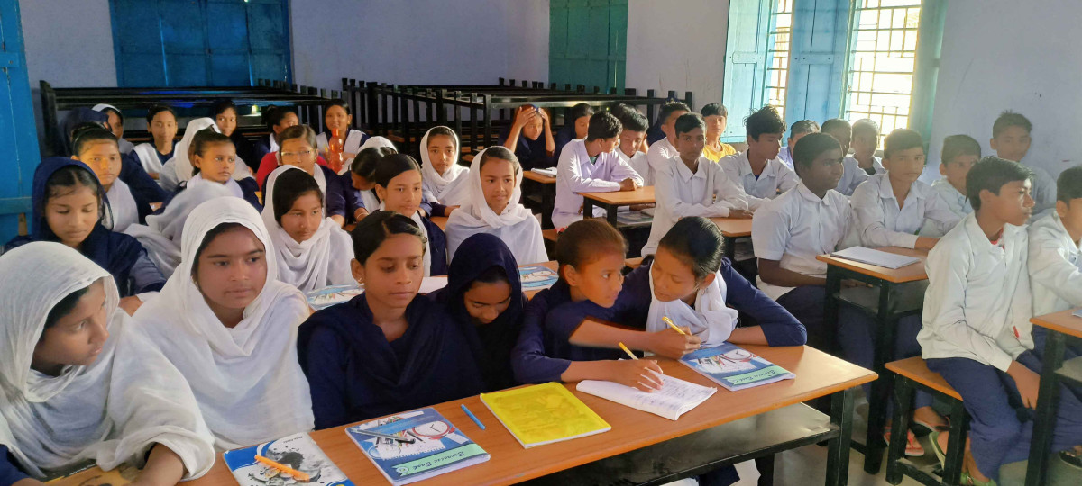 Students in a classroom at Nutungram High Madrasa school, under Anchuri Gram Panchayat, Bankura.