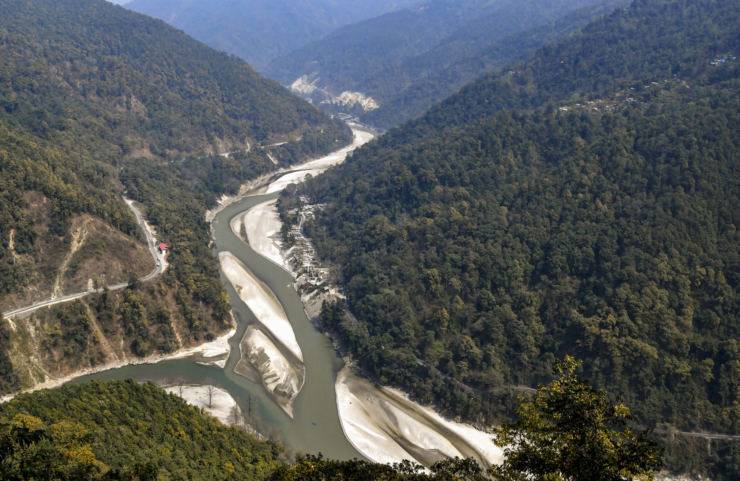 Darjeeling: A view of Triveni, confluence of Teesta and Rangeet rivers in Darjeeling, West Bengal, Monday, March 10, 2025.