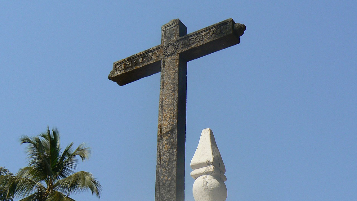 The Christian cross at the Basilica of Bom Jesus in Old Goa.