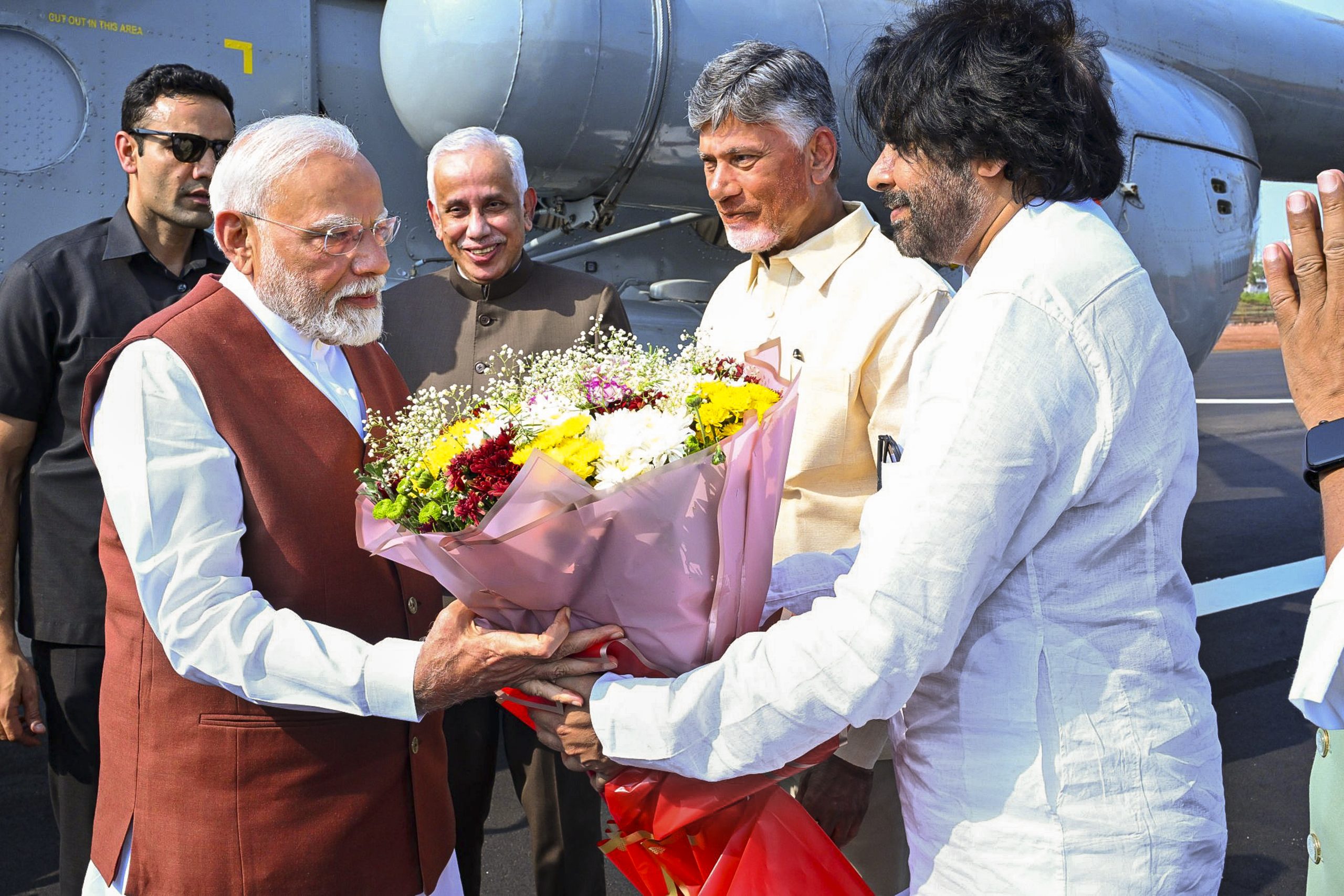 Narendra Modi with Pawan Kalyan in Amaravati