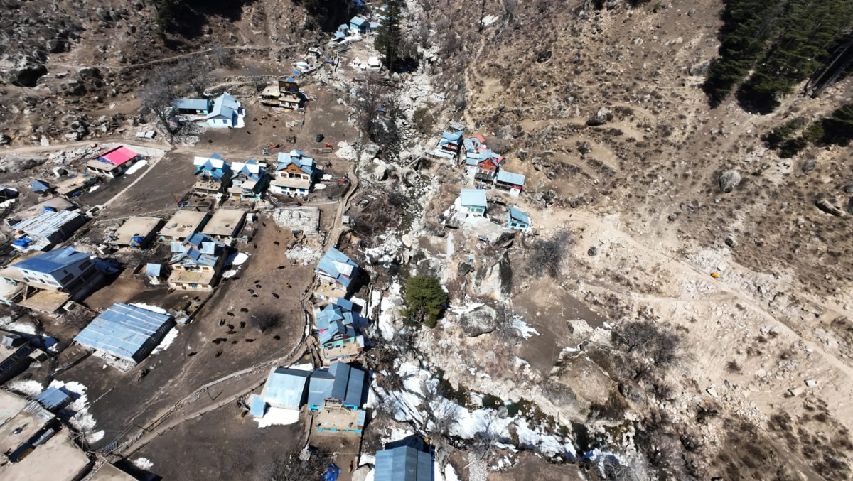 An aerial image of Chisoti village before the devastating flash flood struck on August 14, released by the Indian Army.