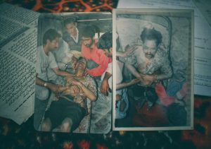 Photos of Mohammad Ramzan Bhat taken after his bruised body was found near a water stream in Srinagar, a day after he was detained by security forces. Photo: Ubaid Bhat