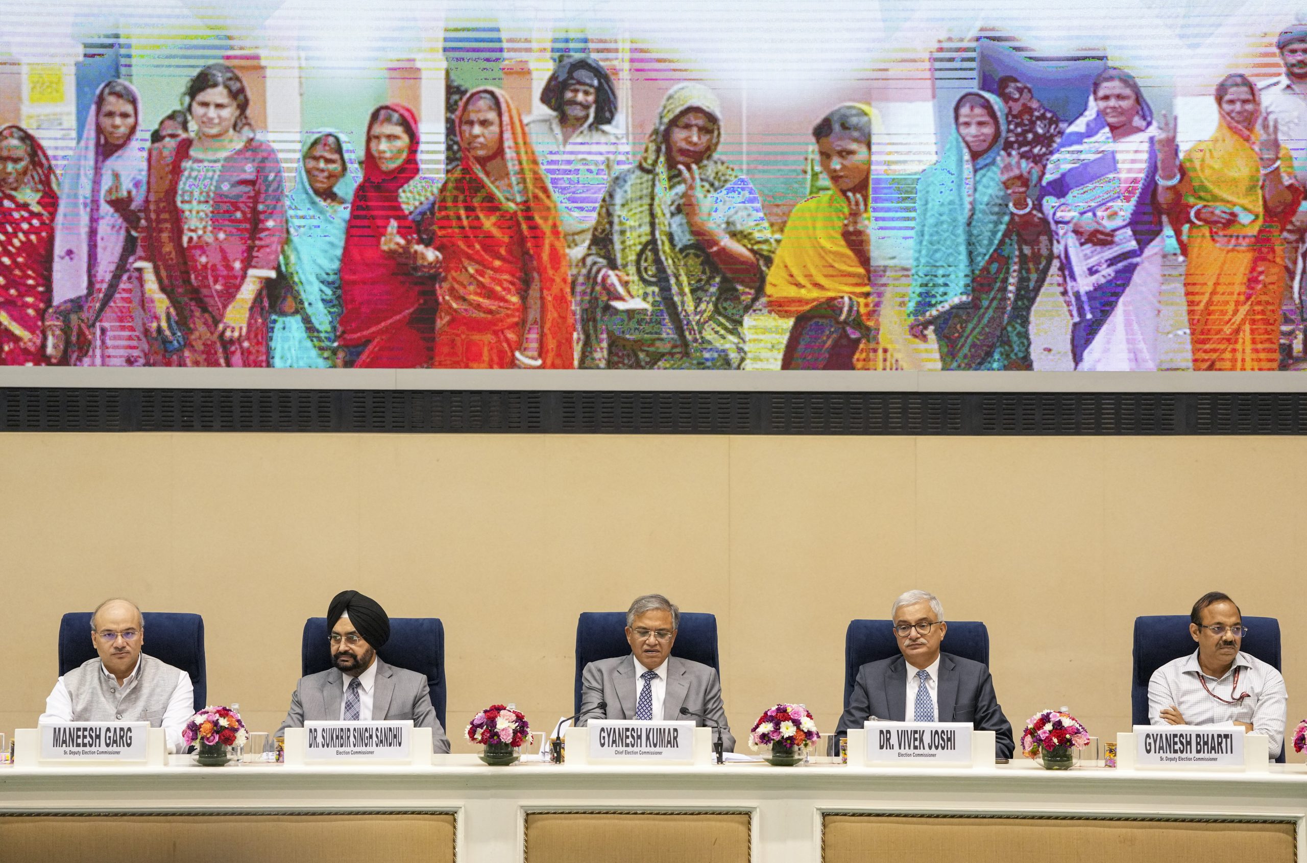 Chief Election Commissioner Gyanesh Kumar with Election Commissioners Sukhbir Singh Sandhu and Vivek Joshi announced that voting for the elections will be held in two phases on November 6 and 11, and counting of votes will take place on November 14.