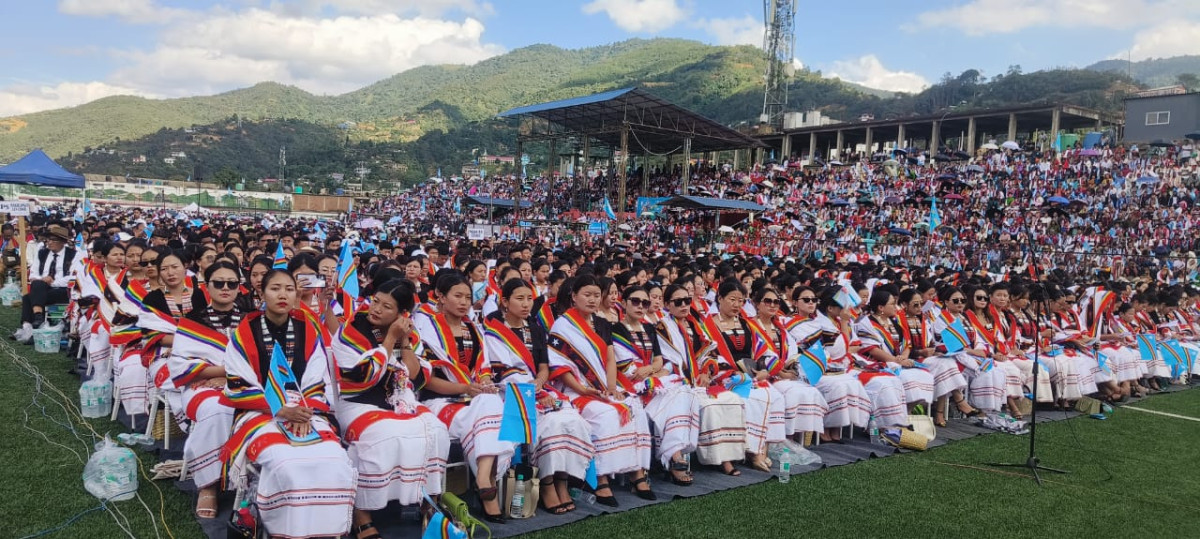 Thuingaleng Muivah visits Somdal village in Manipur’s Ukhrul district.