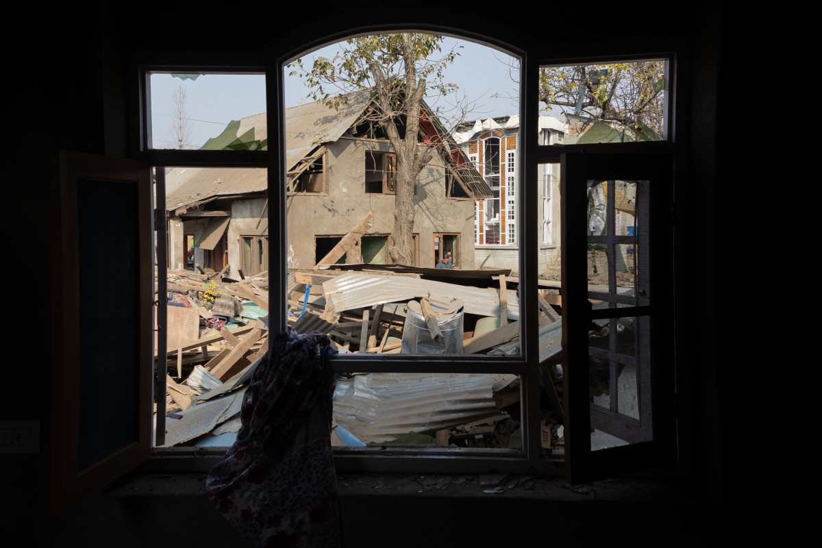 A view of a demolished house belonging to the family of Dr. Umar in Koil Pulwama, Kashmir. Photo: Umar Farooq