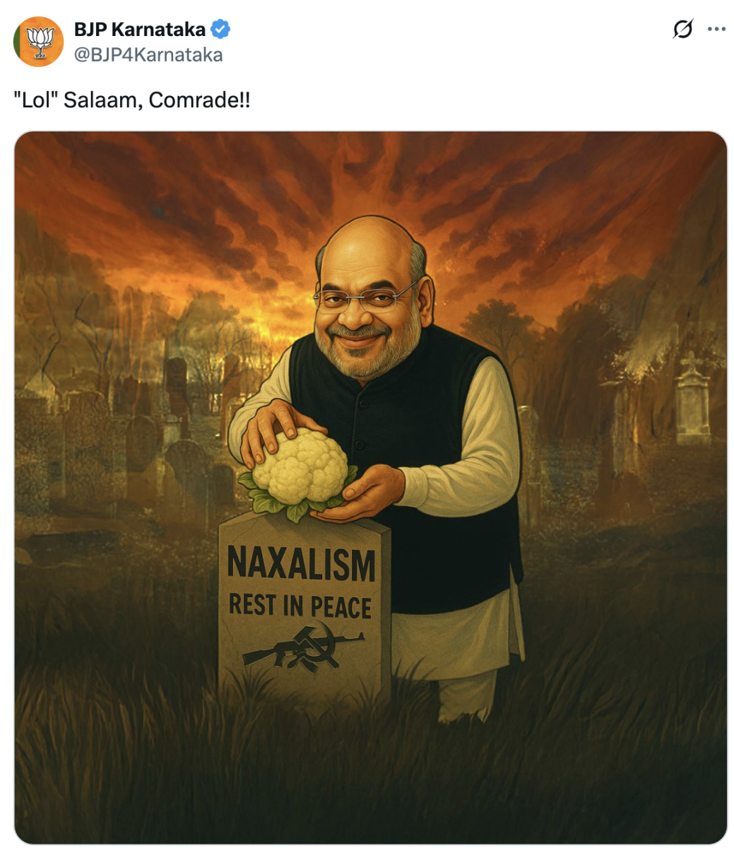 Amit Shah with a cauliflower.