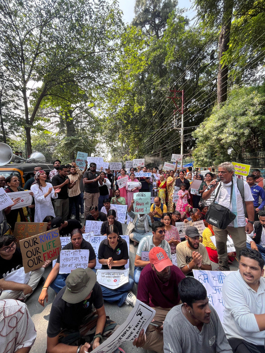 A protest against the elevated roads project in Dehradun, on September 21, 2025. Photo: By arrangement/Vivek Gupta, MAD