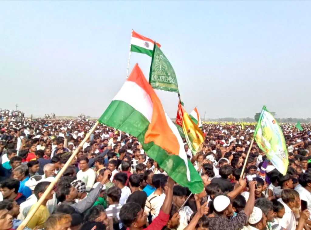 The gathering at Beldanga for the foundation-stone laying of the Babri Masjid in Bengal. Photo: Joydeep Sarkar.