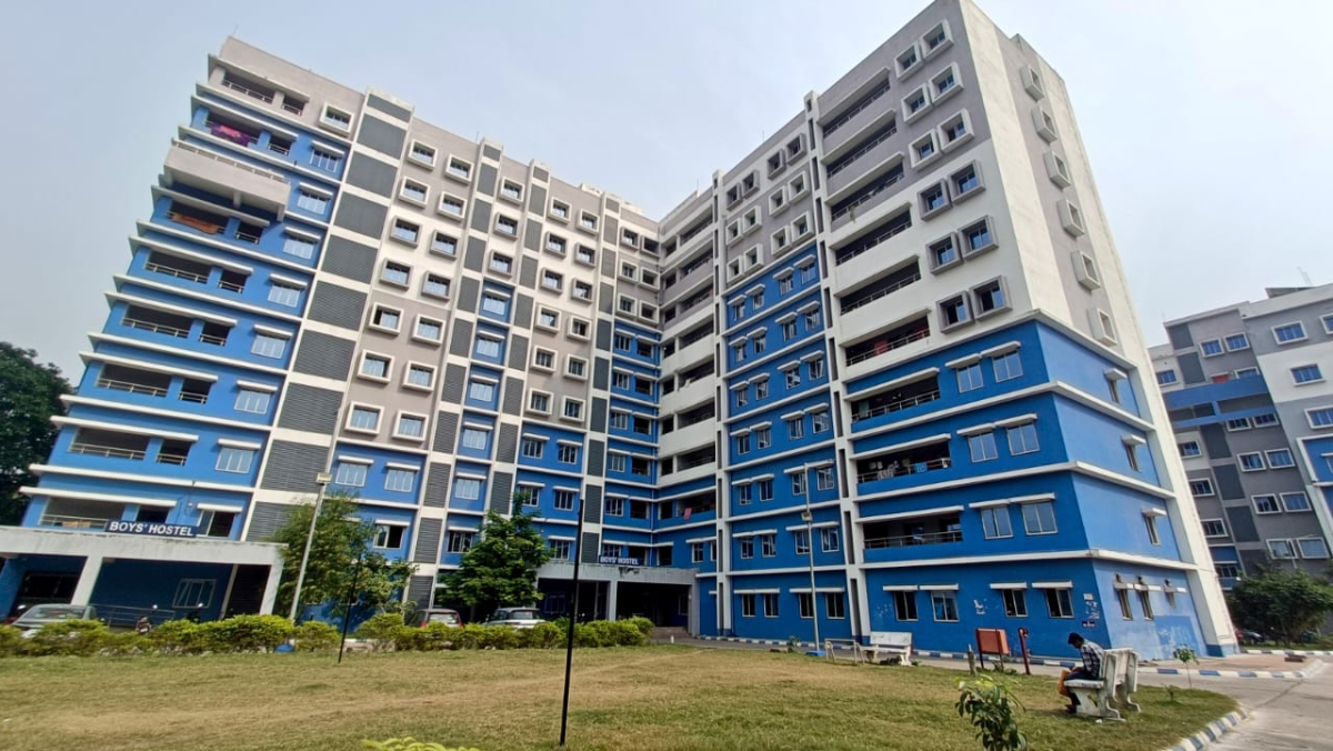 The buildings of Barasat Medical College painted in West Bengal government's trademark blue and white colours. Photo: Joydeep Sarkar