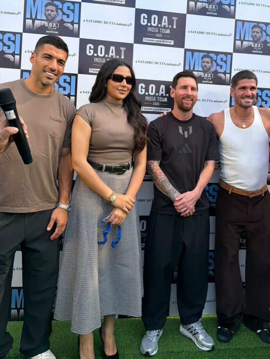 Lionel Messi with Bengal actor Subhashree Ganguly, whose husband Raj Chakrabarty is a TMC MLA. 