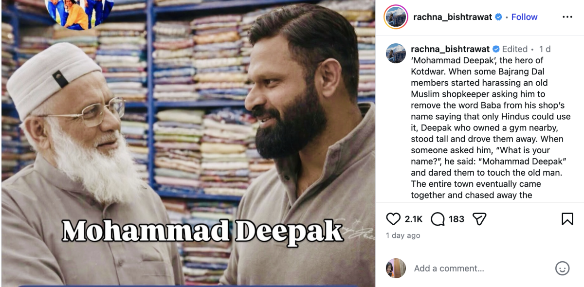 Viral Deepak Kumar or Mohammad Deepak AI images on Instagram.