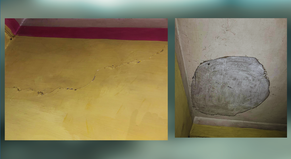 Villagers claim that such cracks in their homes have been caused by explosions in the coal mine. (Photo: Special Arrangement)