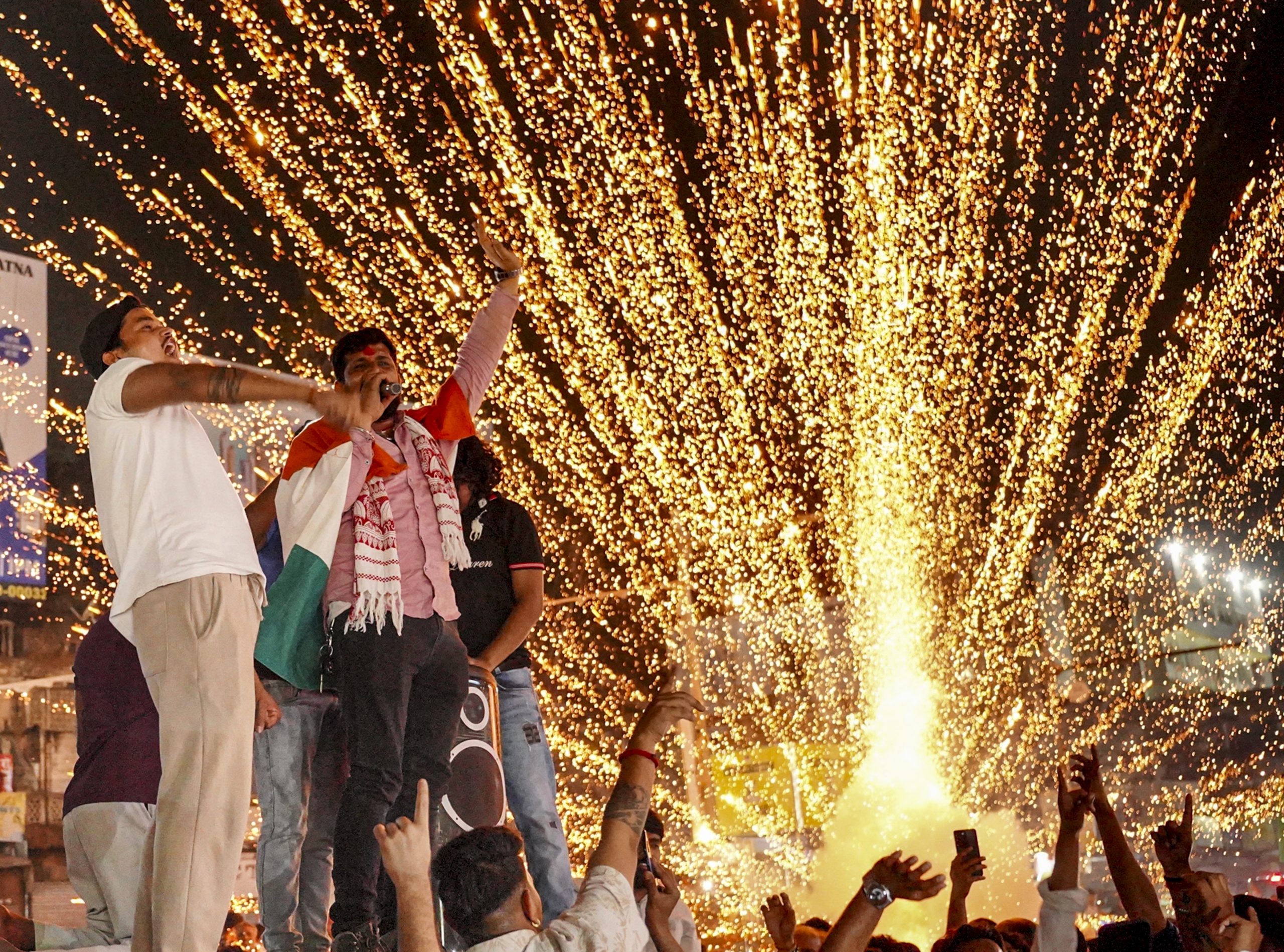 Ranchi cricket fans celebrate India' T20 world cup win.