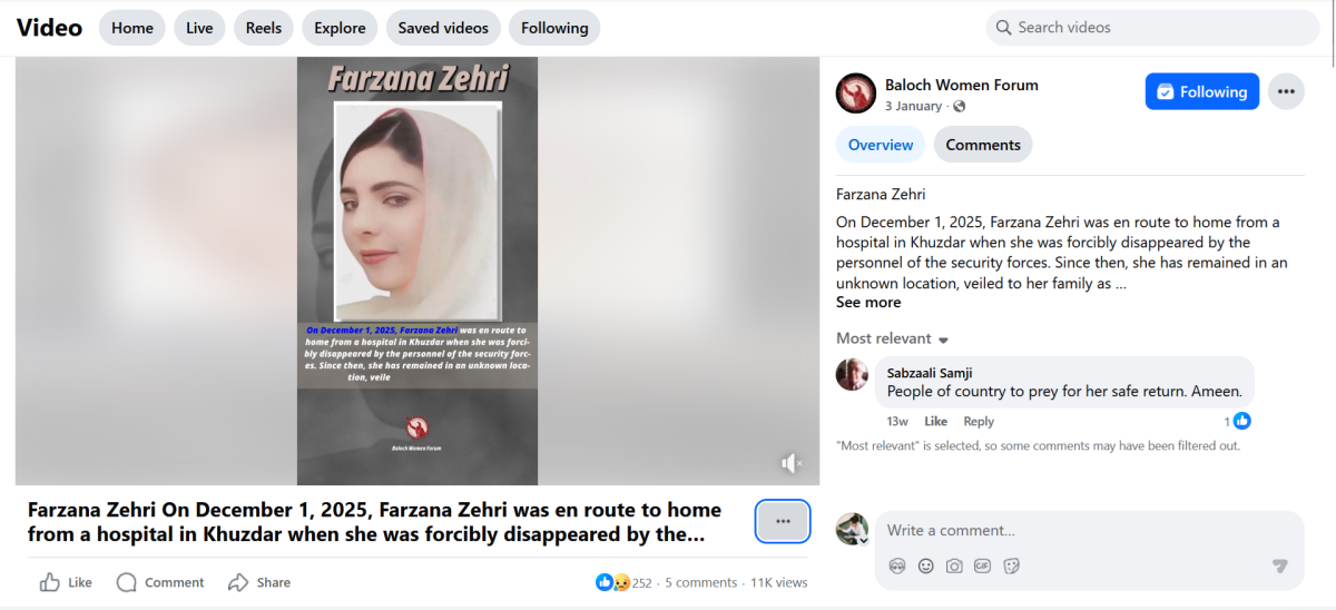 Baloch women, missing women Pakistan, Balochistan human rights, Baloch rights outfits