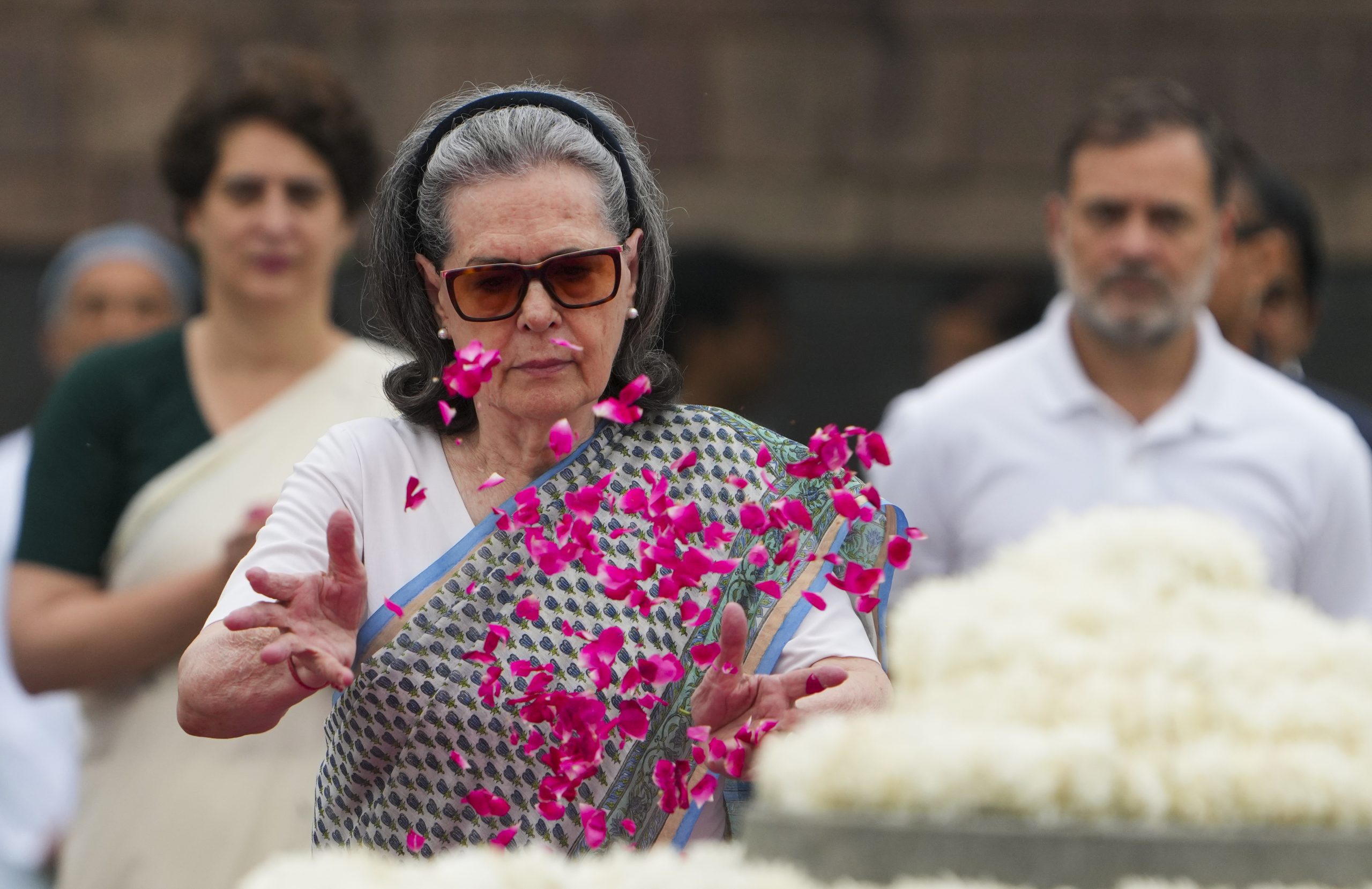 Sonia Gandhi, Priyanka Gandhi, Rahul Gandhi.