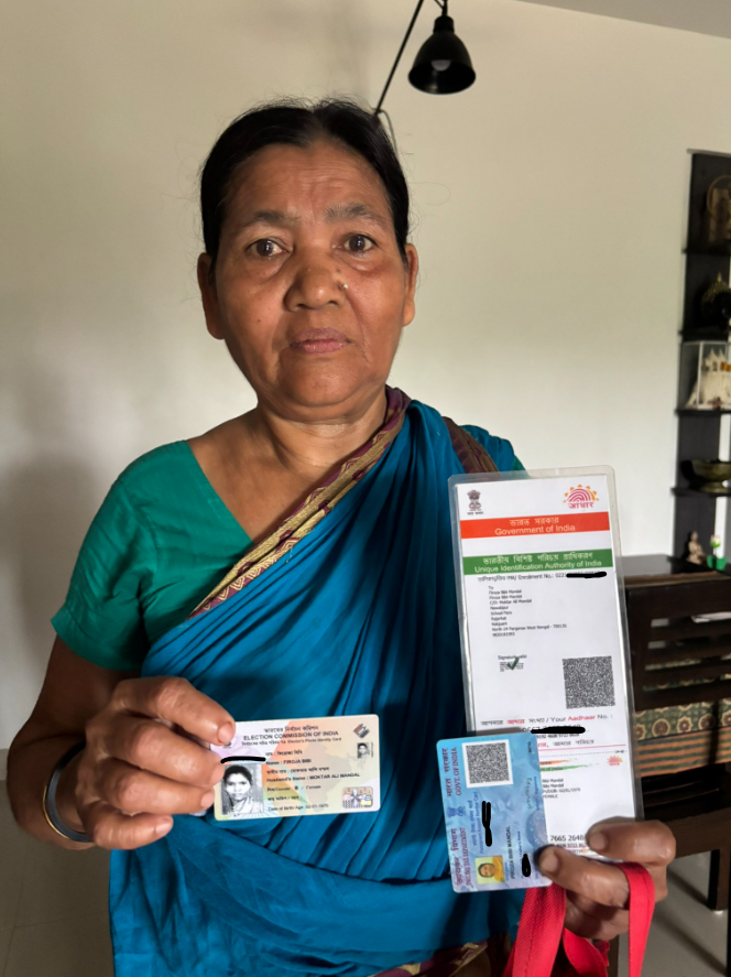 Firoza Bibi, who doesn't know how to read or write, appealed to the tribunal with the help of another person on April 6, 2026. She is the only one in her family who could not vote, and is still awaiting an update. Photo: By arrangement