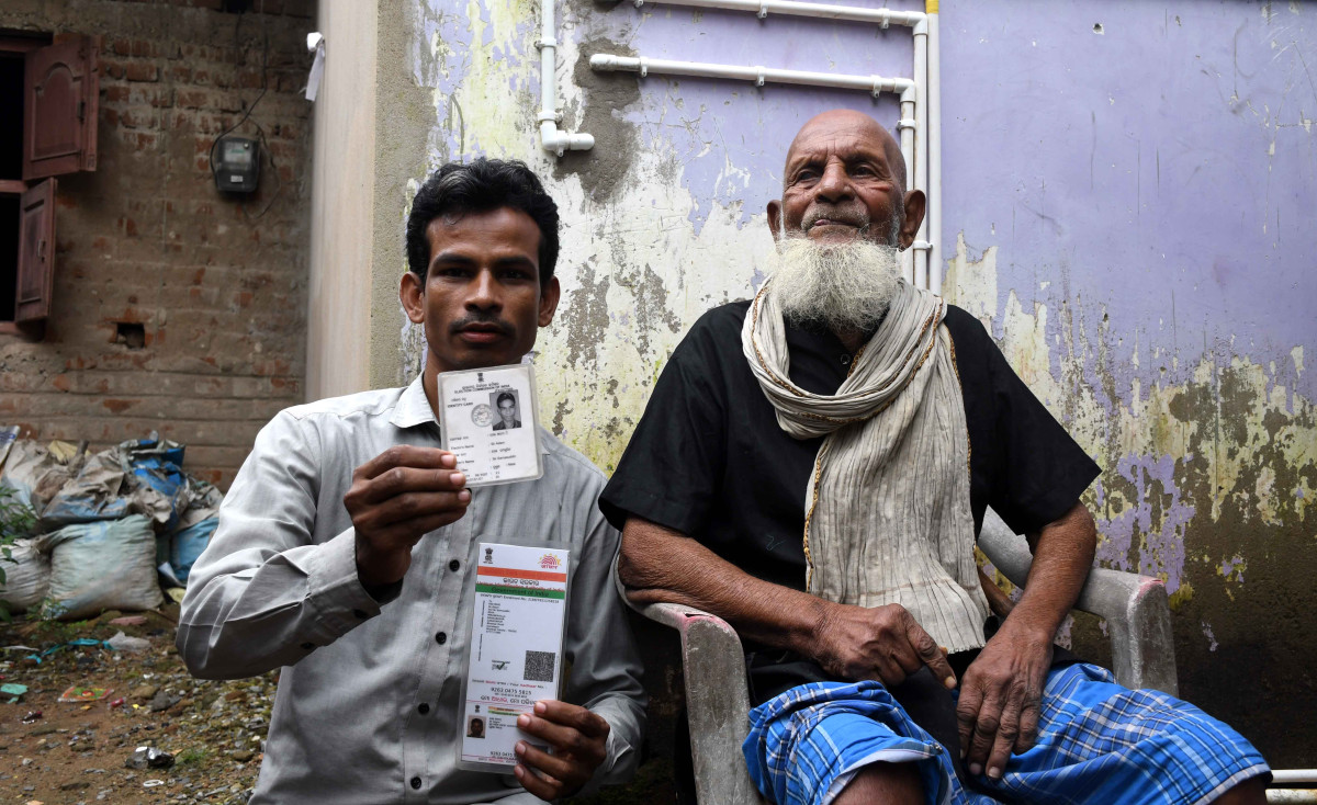 Sheikh Adam and his 108-year-old father Sheikh Samsuddin at Mir Mohalla of Bhadrak. 