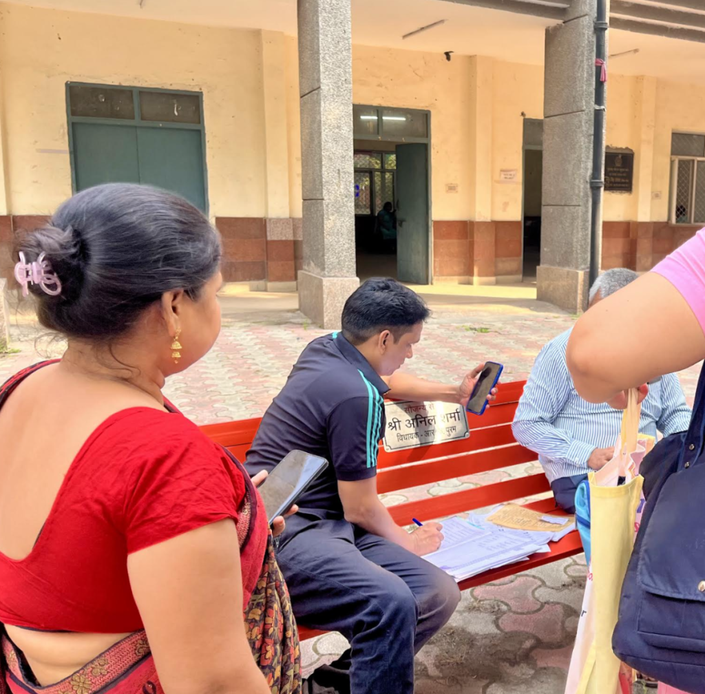Sunita Devi waiting to meet her BLO and receive her notice. Photo: Antara Baruah