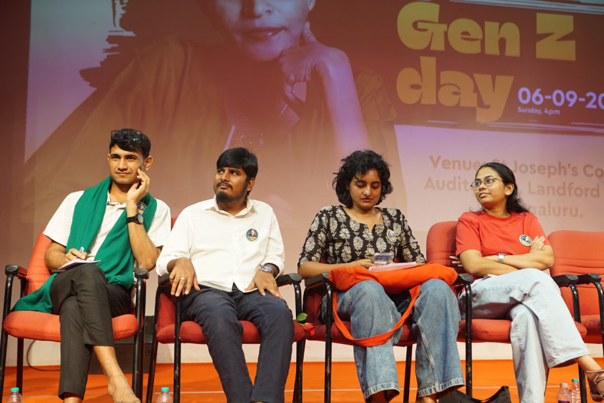 A discussion at the 'Gauri Day' memorial for journalist Gauri Lankesh, commemorated as 'Gen Z Day' on September 5, 2026, in Bengaluru. Photo: Teesta Setalvad